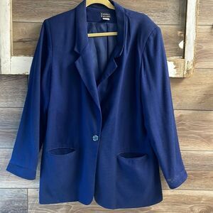 Andrea Viccaro Silk Blazer/Jacket, Ladies Size 14, Navy Blue. Vintage